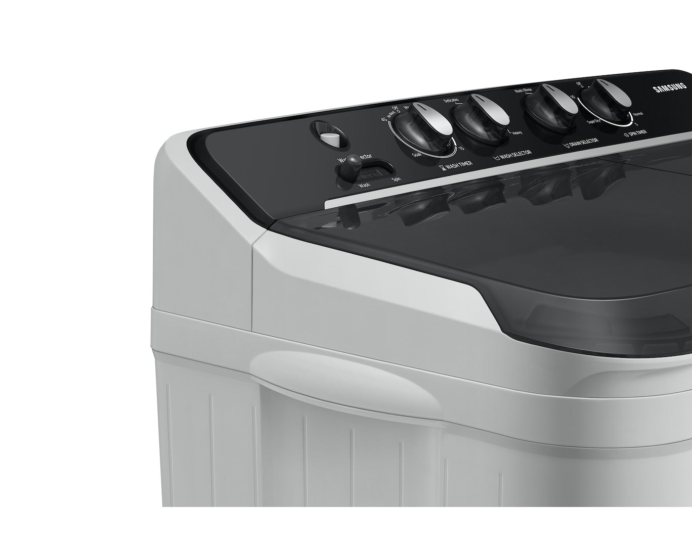 Samsung 9.0 kg 5-Star Semi-Automatic Top Load Washing Machine with Air Turbo Drying, Magic Filter, Caster Wheels for Easy Mobility, and 4 Versatile Wash Cycles including Soak and Heavy Wash Modes-(WT90C4260GG, Light Grey)