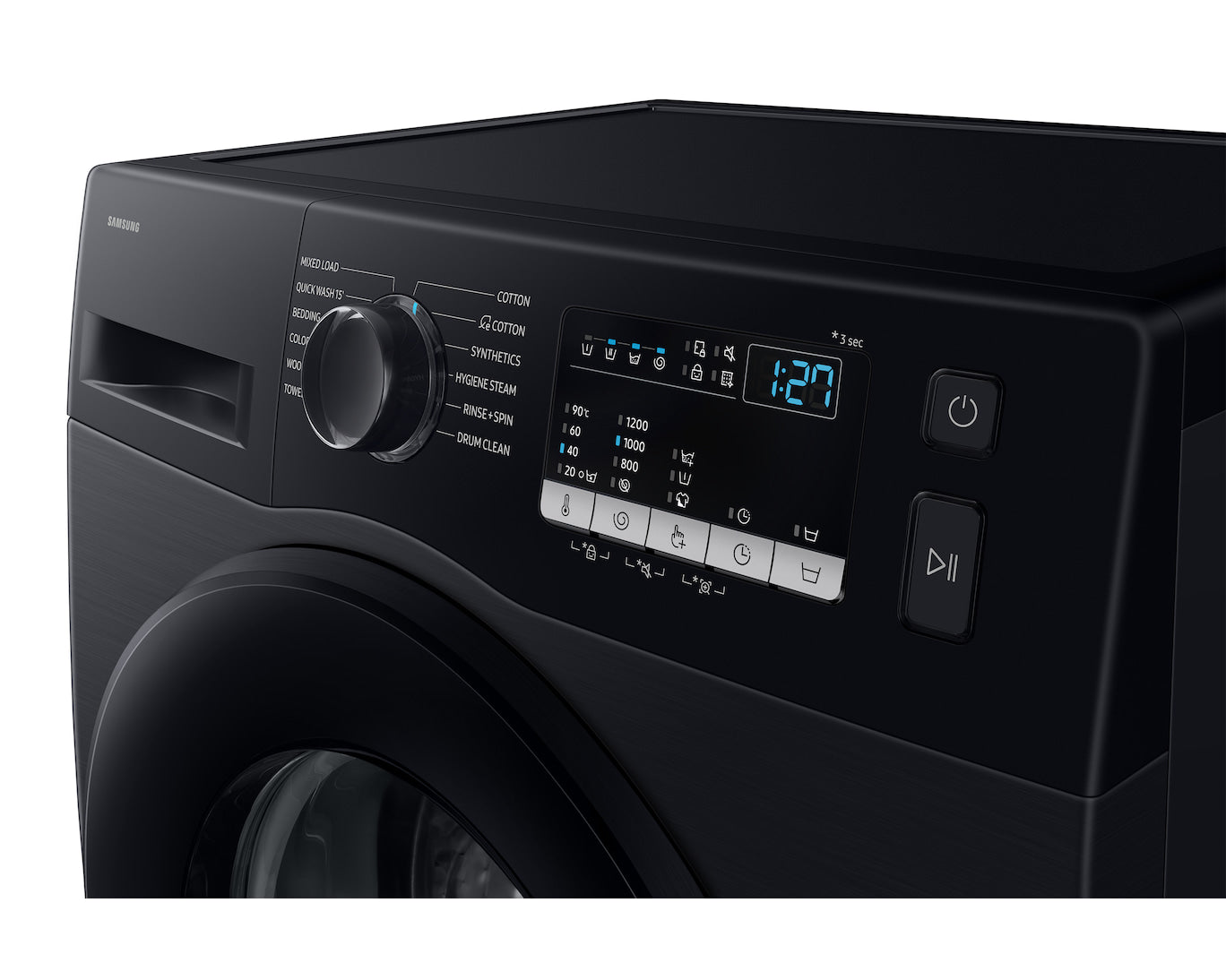 Samsung 7kg 5-Star Digital Inverter Fully Automatic Front Load Washing Machine| Hygiene Steam Cycle | 1200 RPM Spin Speed | Diamond Drum | 15' Quick Wash | Smart Check | Drum Clean | StayClean Drawer | Child Lock | Delay End-WW70FG4S02ABTL