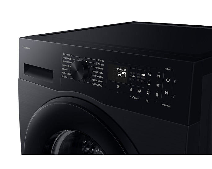 Samsung 9 kg, 5 star, AI EcoBubble, Super Speed, Wi-Fi, Hygiene Steam with Inbuilt Heater, Digital Inverter, Fully-Automatic Front Load Washing Machine (WW90DG5U24ABTL, Black)