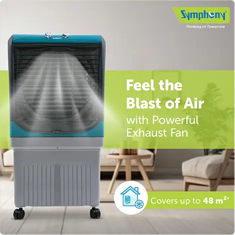 Symphony Maxwind 120 EX Powerful Desert Air Cooler - 112L Tank Capacity, High-Performance Exhaust Fan, Honeycomb Cooling, Auto Louver, Cool Flow Dispenser