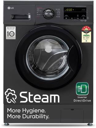 LG 9 kg 5 Star with Steam, Inverter Direct Drive, 6 Motion Direct Drive, Touch Panel and 1400 RPM Fully Automatic Front Load Washing Machine with In-built Heater, Middle Black - FHM1409BDM.AMBQEIL