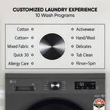 LG 8 kg 5 Star, Inverter Direct Drive Technology, 6 Motion DD, Steam Fully Automatic Front Load Washing Machine with In-built Heater Black, Grey  (FHB1208Z2M)