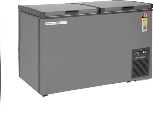 Voltas Double Door Deep Freezer cum chiller, 320 Liters, Convertible, GREY-CVF320DD P/CVF320DA4-P-PL