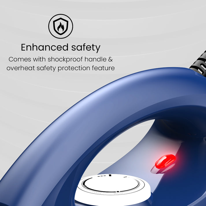 Crompton Rhino Plus 1250W Electric Dry Iron (Blue) | High Performance Compounded Plastic Body | 240V Heavy Weight Ironing Solution
