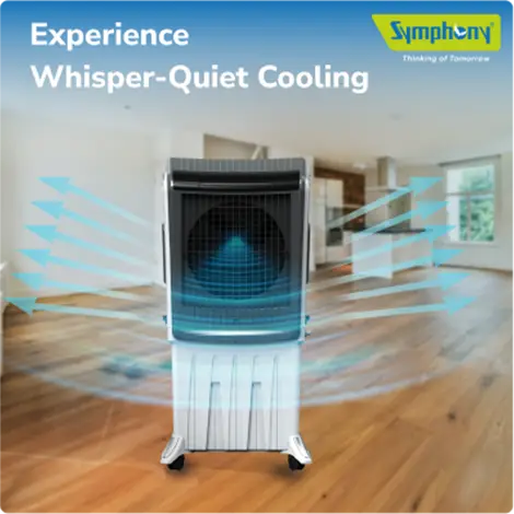 Symphony Silenzo 120i Desert Cooler | Super Silent Operation Powered by Owl Wing Fan | Honeycomb Pads | i-Pure+ Technology | CFD Technology | Remote & Touchscreen | (SILENZO120I)