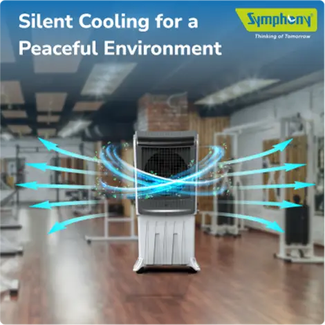 Symphony Silenzo 120i Desert Cooler | Super Silent Operation Powered by Owl Wing Fan | Honeycomb Pads | i-Pure+ Technology | CFD Technology | Remote & Touchscreen | (SILENZO120I)