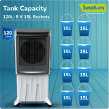Symphony Silenzo 120i Desert Cooler | Super Silent Operation Powered by Owl Wing Fan | Honeycomb Pads | i-Pure+ Technology | CFD Technology | Remote & Touchscreen | (SILENZO120I)