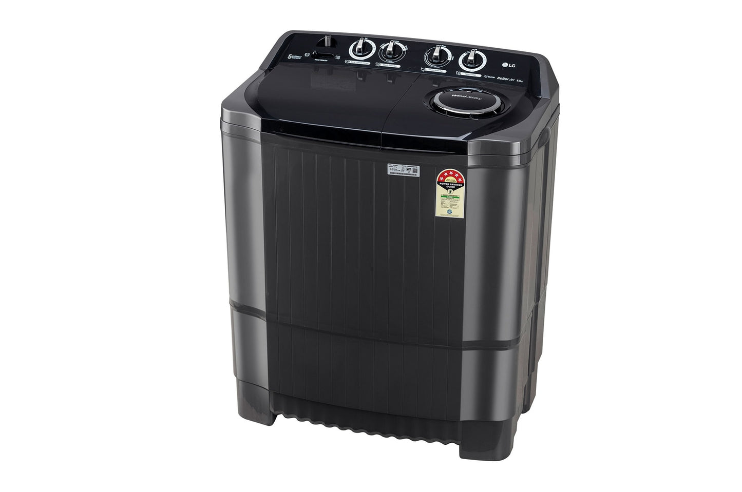LG 8Kg Semi Automatic Washing Machine, Roller Jet Pulsator + Soak, Middle Black-P8015SKAZ