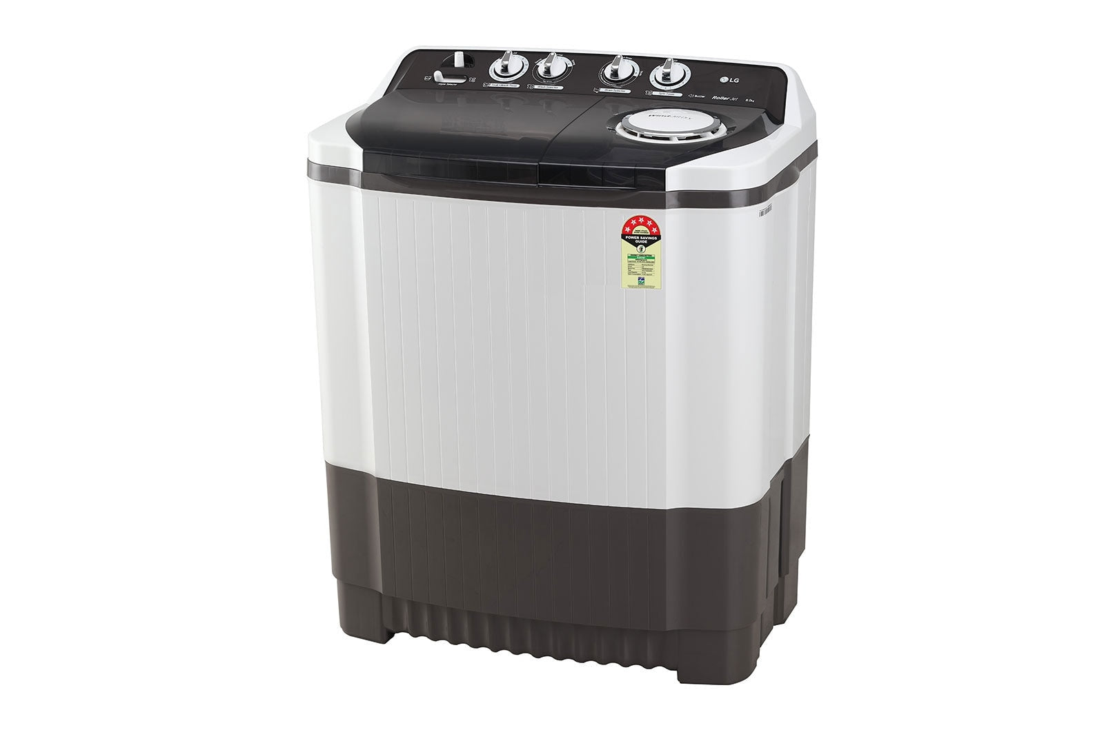 LG 8.5kg 5-Star Semi-Automatic Top Load Washing Machine, Roller Jet Pulsator, Rat Away Technology, Wind Jet Dry, Collar Scrubber, 6.0kg Spin Capacity, Rust Free Plastic Base, 4 Unidirectional Wheels (P8525SGAZ.ADGQEIL, Dark Grey)