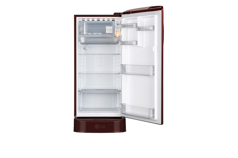 LG 185 L 3 Star, Single Door Refrigerator, Base Stand Drawer, Smart Inverter Compressor, Smart Connect, Wine Glory, GLD1936ZAWG.AWGZEBN