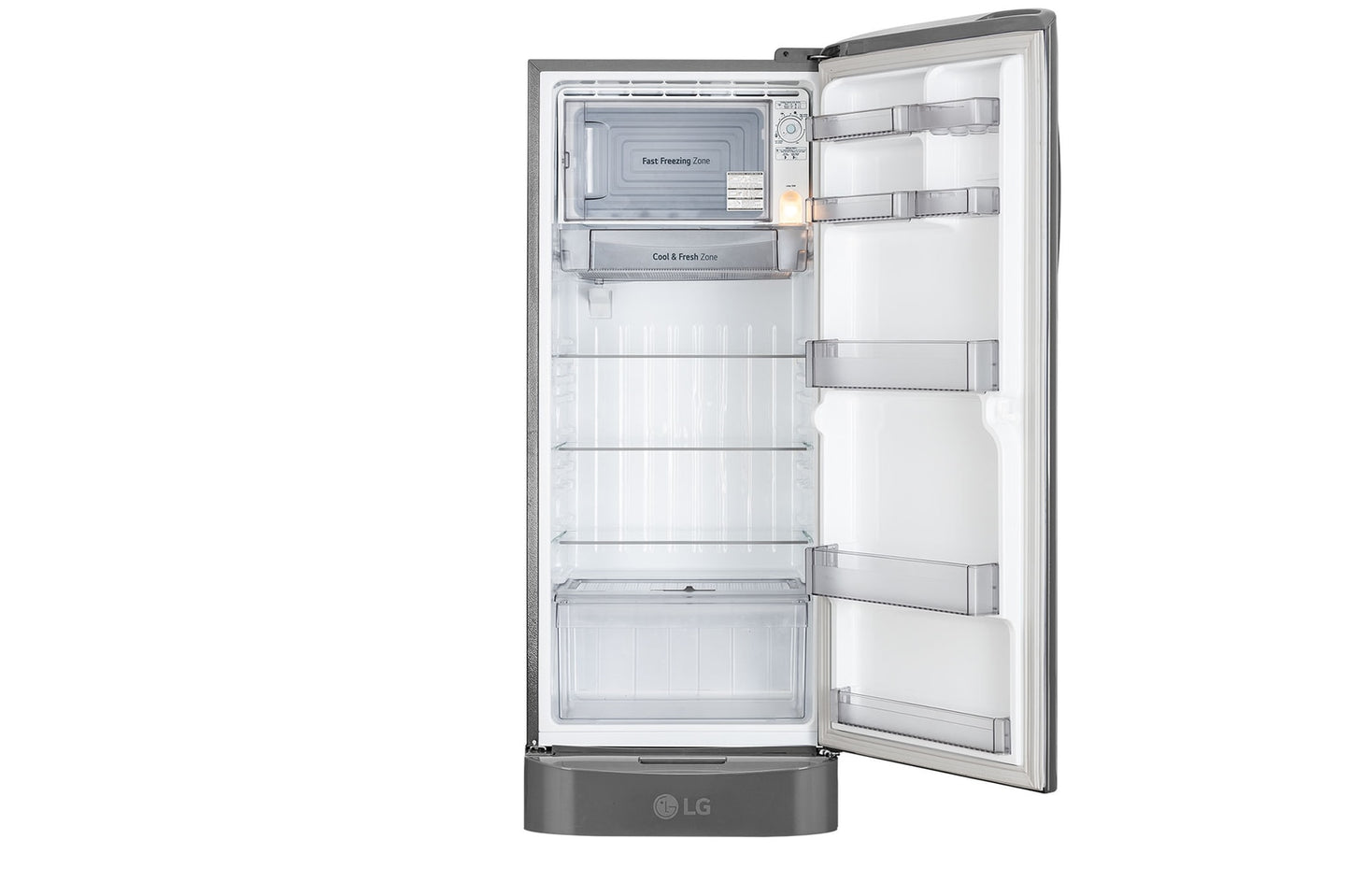 LG 224L 5-Star Smart Inverter Direct Cool Single Door Refrigerator,Tempered Glass Shelves, Moist Balance Crisper, Large 27L Freezer, 118 kWh Annual Consumption, Ariana Handle- (GL-D2356ZAPZ, Shiny Steel)