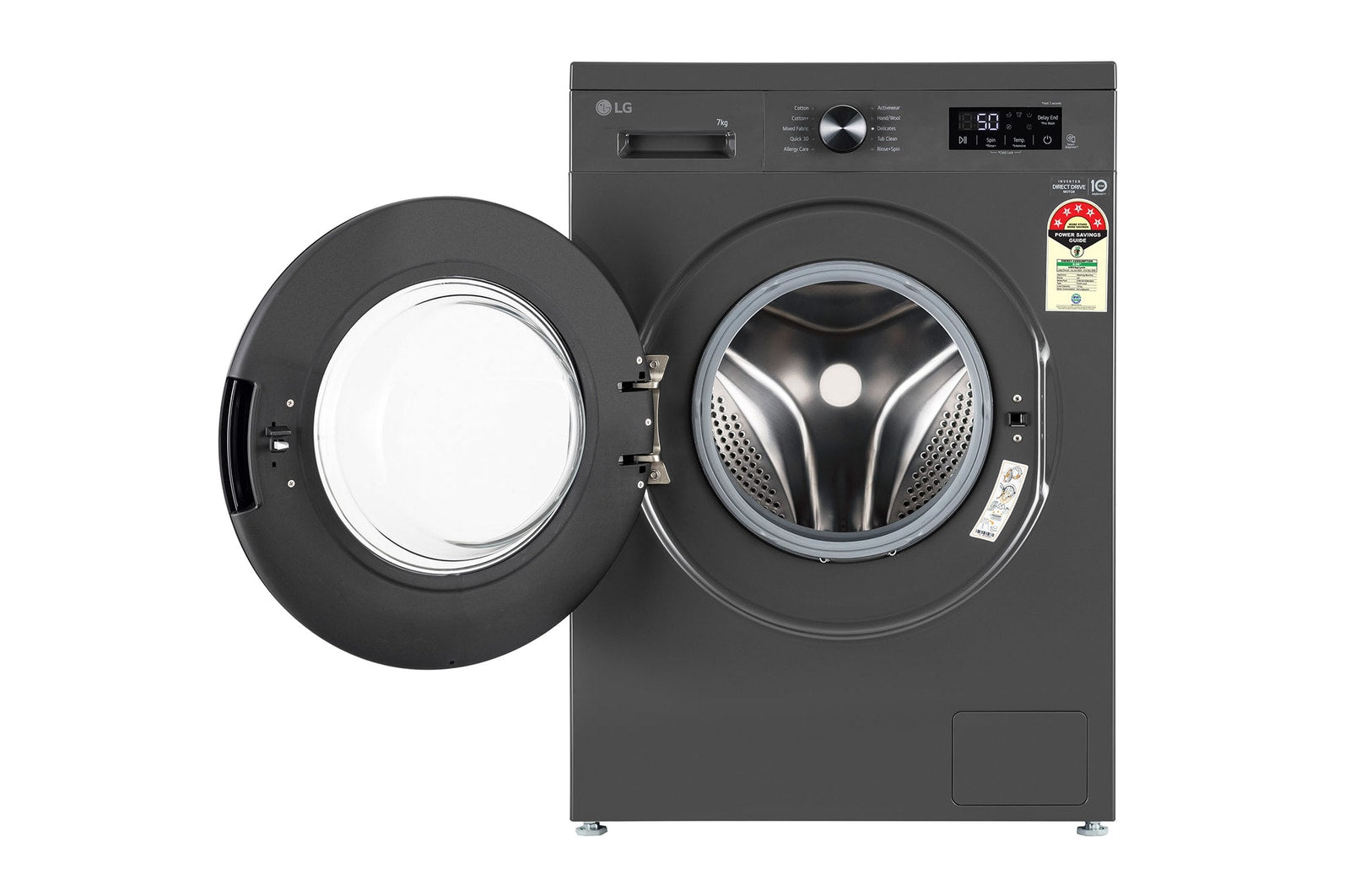 LG 7 Kg 5-Star Front Load Washing Machine with Inverter Direct Drive, 6 Motion DD Technology, and Steam Wash (Middle Black)-FHB1207Z2M