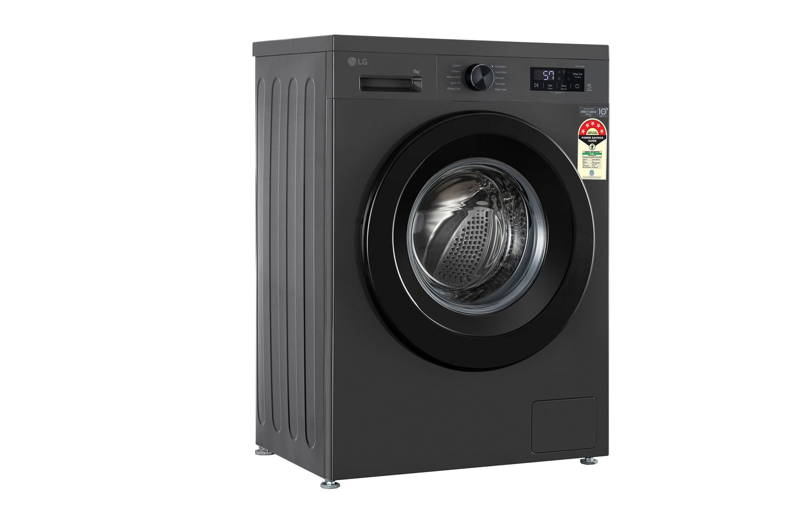 LG 7 Kg 5-Star Front Load Washing Machine with Inverter Direct Drive, 6 Motion DD Technology, and Steam Wash (Middle Black)-FHB1207Z2M