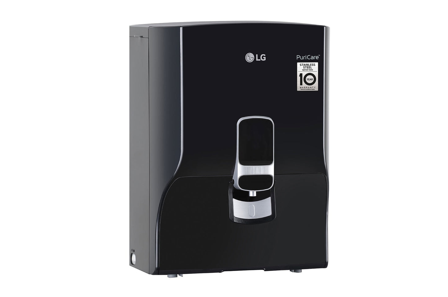 LG RO Water Purifier | Dual Protection Stainless Steel Tank with 10-Year Warranty | Multi-Stage Filtration with Digital Sterilizing Care | 8L Capacity | Wall Mountable | Sleek Solid Black Design | Room Temperature Purified Water-WW132NF