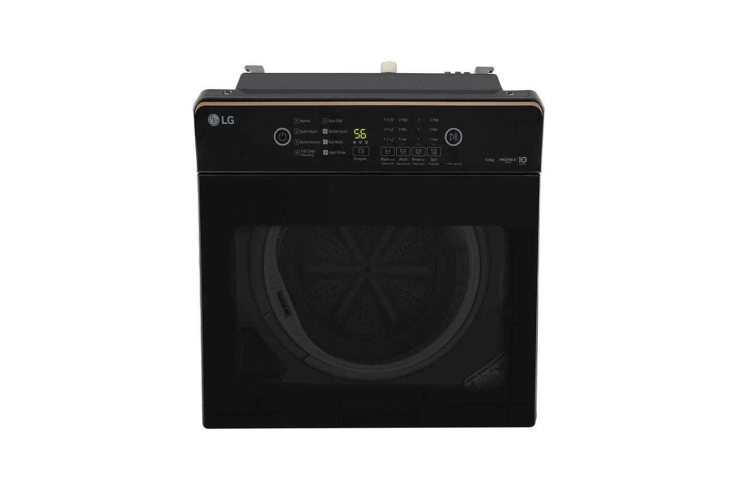 LG 9.0 kg 5 Star TurboDrum Top Load Washing Machine with Smart Diagnosis, Tempered Glass Lid, Soft Closing Door, Quick Wash, Aqua Reserve, Middle Black, T90KMMB3Z