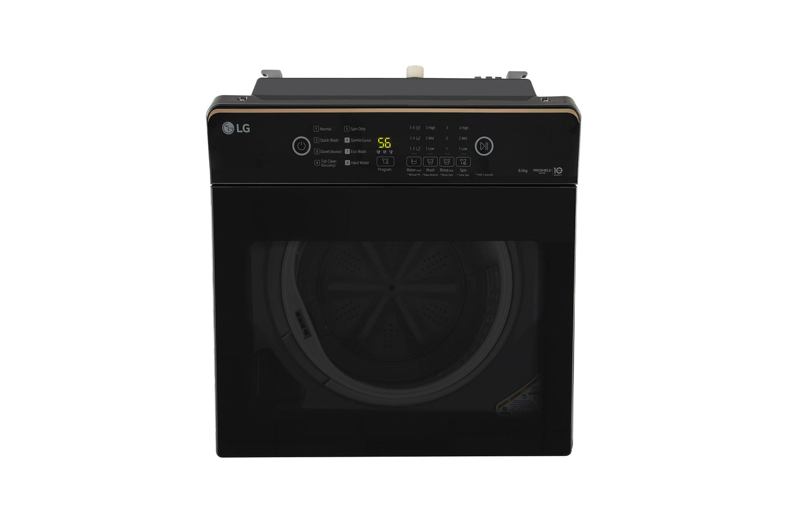 LG 9.0 kg 5 Star TurboDrum Top Load Washing Machine with Smart Diagnosis, Tempered Glass Lid, Soft Closing Door, Quick Wash, Aqua Reserve, Middle Black, T90KMMB3Z