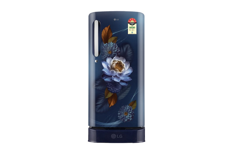 LG 185 L 5 Star, Single Door Refrigerator, Base Stand Drawer, Direct Cool, Smart Inverter Compressor, Blue Waterlilly (GLD1956ZABW.ABWZEBN)