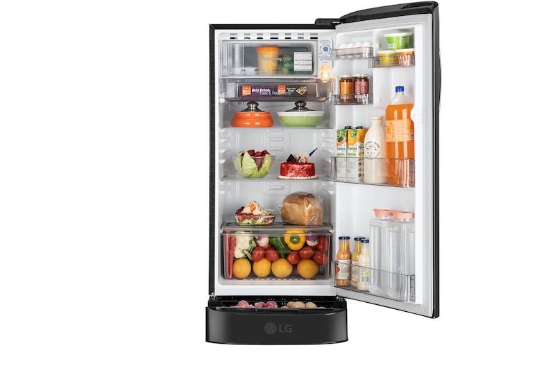 LG 185 L 5 Star, Single Door Refrigerator with Base Stand Drawer, Smart Inverter Compressor, Direct Cool, Emerald Lotus, (GLD1956ZAEL.AELZEBN)