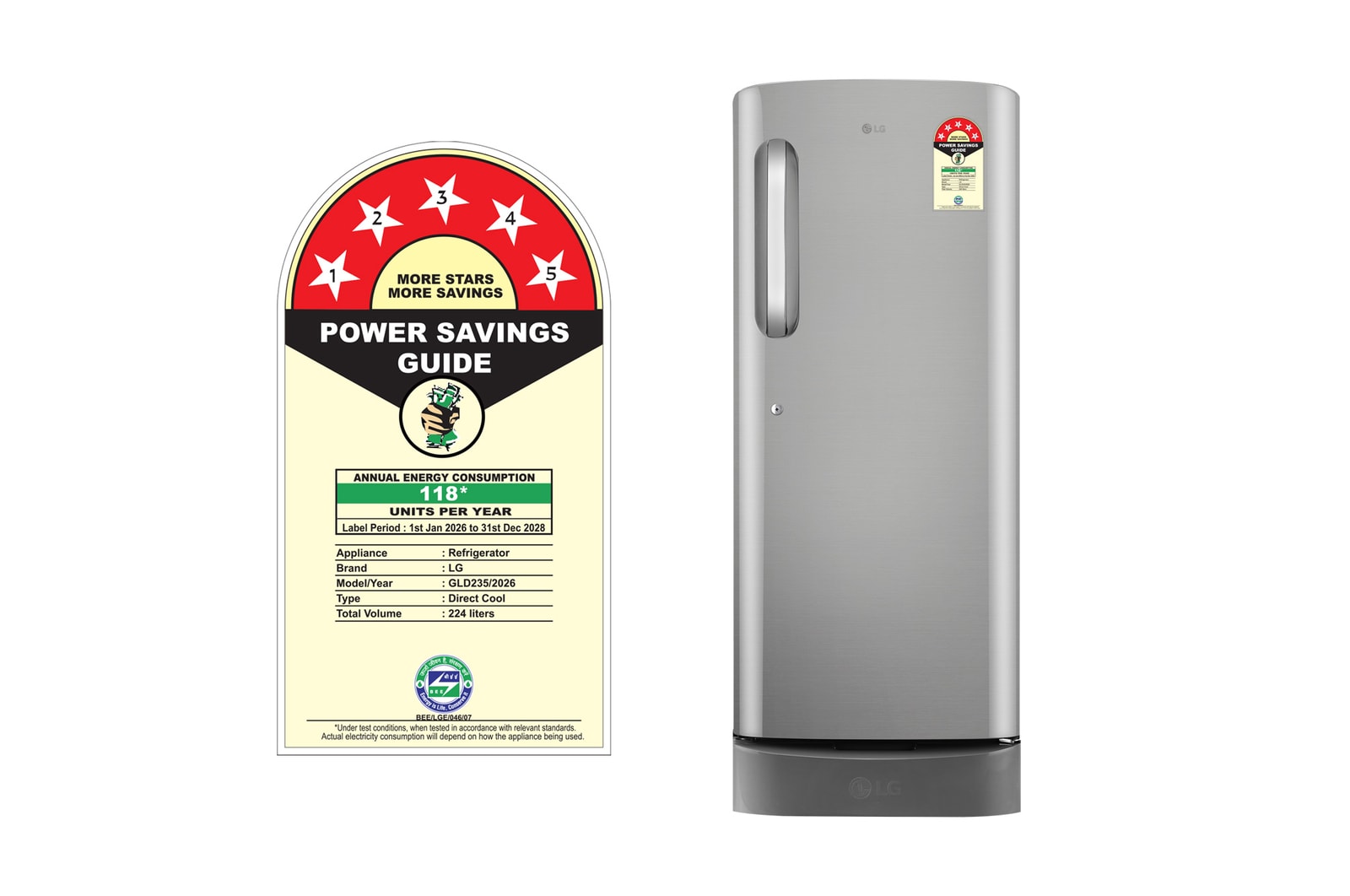 LG 224L 5-Star Smart Inverter Direct Cool Single Door Refrigerator,Tempered Glass Shelves, Moist Balance Crisper, Large 27L Freezer, 118 kWh Annual Consumption, Ariana Handle- (GL-D2356ZAPZ, Shiny Steel)