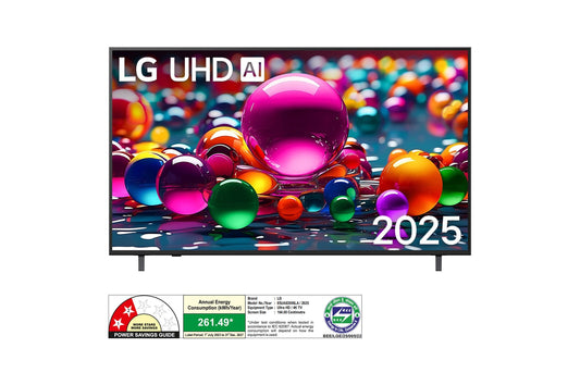 LG 65" (165.1 cm ) 4K UHD Smart TV with α7 AI Processor 4K Gen8 | webOS 25 | Gaming Features including VRR & ALLM | Dolby Atmos & WOW Orchestra | Built-in Magic Remote - 65UA83006LA