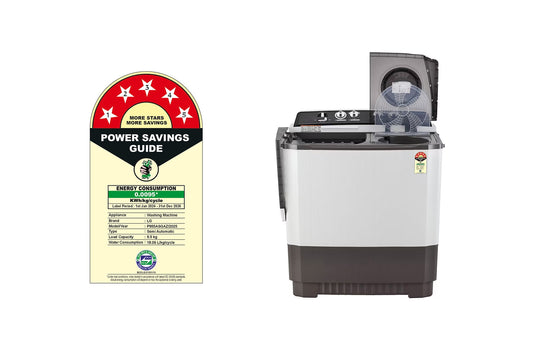 LG 9.5 Kg 5 Star Semi-Automatic Washing Machine with Roller Jet Pulsator & Wind Jet Dry (Dark Grey)-P955ASGAZ
