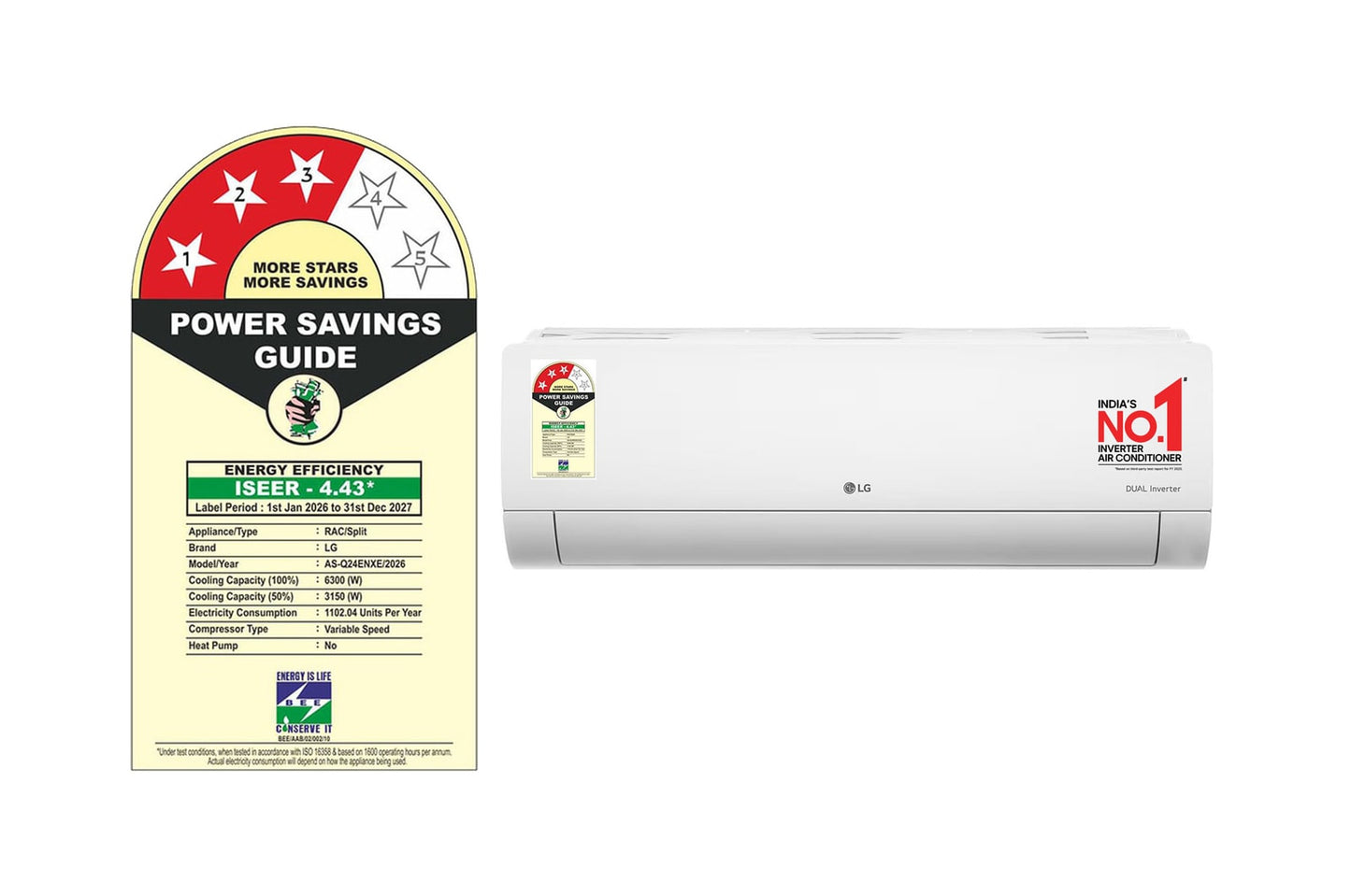 LG 2.0 Ton 3 Star AI Convertible 6-in-1 Inverter Split AC - 4-Way Swing, Himalaya Cool, Diet Mode, Smart Diagnosis, Stabilizer Free Operation, R32 Refrigerant, HD Filter with Auto Clean, 6800W Max Cooling-(AS-Q24ENXE.ANLG, White)