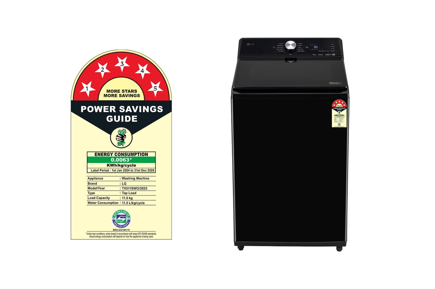 LG 11.0 kg 5 Star AI Direct Drive Inverter Top Load Washing Machine with Steam, 6 Motion DD, Wi-Fi ThinQ, Hot Wash, TurboWash™, and Stainless Steel Drum, Onyx Black,TX511SWO