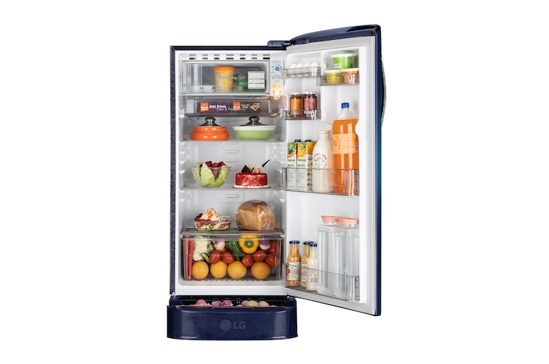 LG 185 L 5 Star, Single Door Refrigerator, Base Stand Drawer, Direct Cool, Smart Inverter Compressor, Blue Waterlilly (GLD1956ZABW.ABWZEBN)