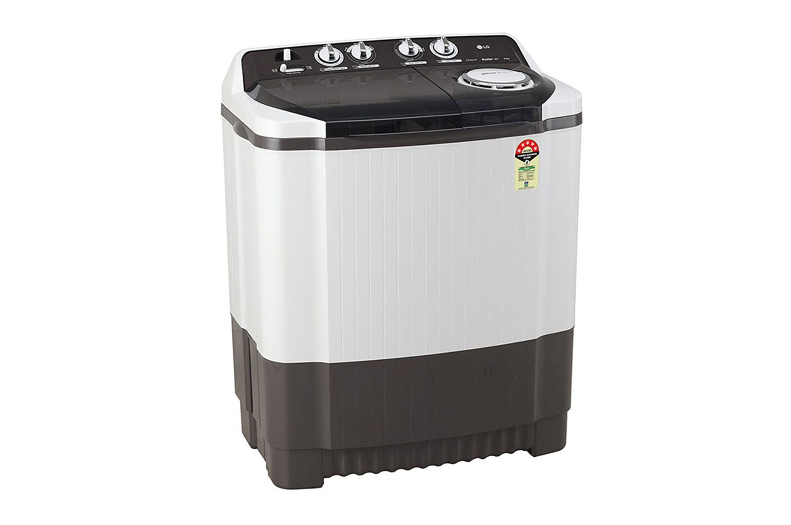 LG 8.5kg 5-Star Semi-Automatic Top Load Washing Machine, Roller Jet Pulsator, Rat Away Technology, Wind Jet Dry, Collar Scrubber, 6.0kg Spin Capacity, Rust Free Plastic Base, 4 Unidirectional Wheels (P8525SGAZ.ADGQEIL, Dark Grey)