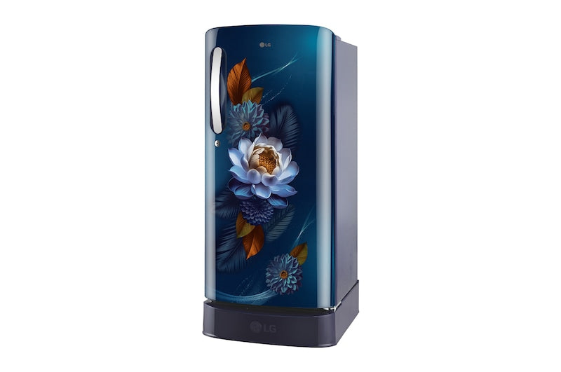LG 185 L 5 Star, Single Door Refrigerator, Base Stand Drawer, Direct Cool, Smart Inverter Compressor, Blue Waterlilly (GLD1956ZABW.ABWZEBN)