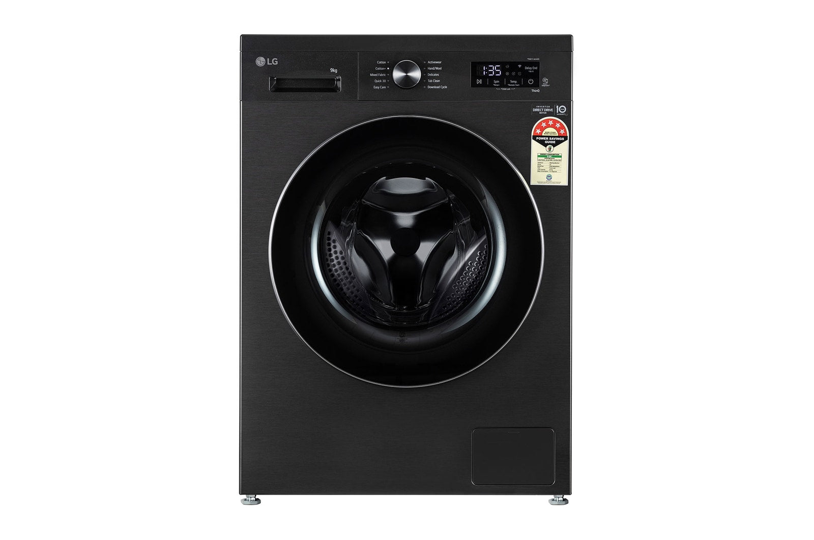 LG 9 kg 5 Star Wi-Fi Inverter Fully Automatic Front Load Washing Machine with Steam (FHB1209Z4B, Auto Restart, Platinum Black)