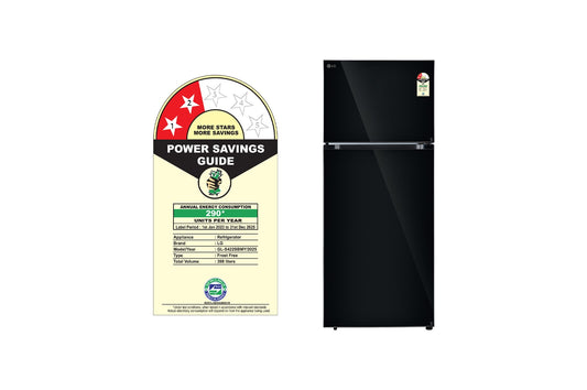 LG 398L 2 Star Smart Inverter Compressor Refrigerator, Convertible, Multi Air Flow, Black Glass Finish, Internal LED Display, Express Cool, Smart Diagnosis,S422SBMY