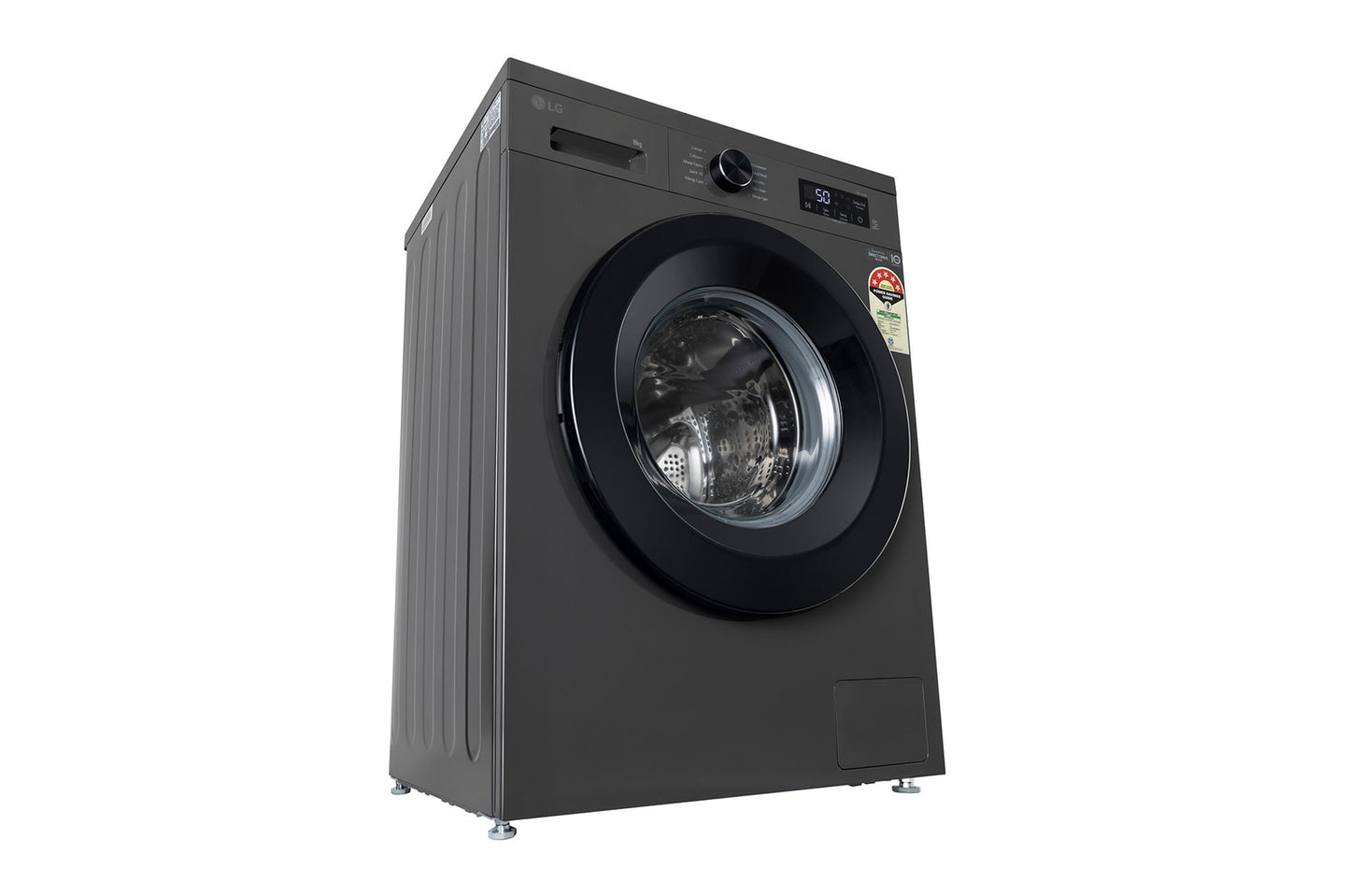 LG 8 kg 5 Star, Inverter Direct Drive Technology, 6 Motion DD, Steam Fully Automatic Front Load Washing Machine with In-built Heater Black, Grey  (FHB1208Z2M)