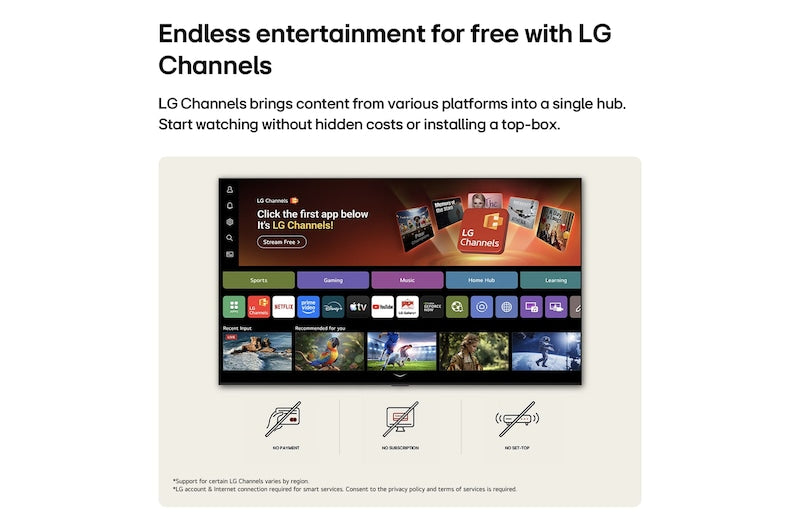 LG  108 cm (43 Inch) NANO 4K UHD AI Smart TV | α5 AI Processor 4K Gen9 | HDR10 | 4K Upscaling | AI Sound Pro | webOS 26 | AI ThinQ | Wi-Fi Enabled| Dolby Atmos| 2026 Model - 43NU875BPLA
