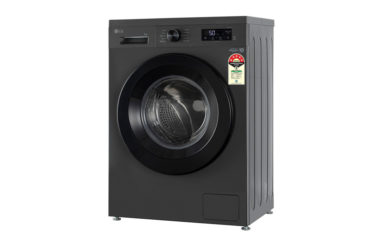 LG 7 Kg 5-Star Front Load Washing Machine with Inverter Direct Drive, 6 Motion DD Technology, and Steam Wash (Middle Black)-FHB1207Z2M