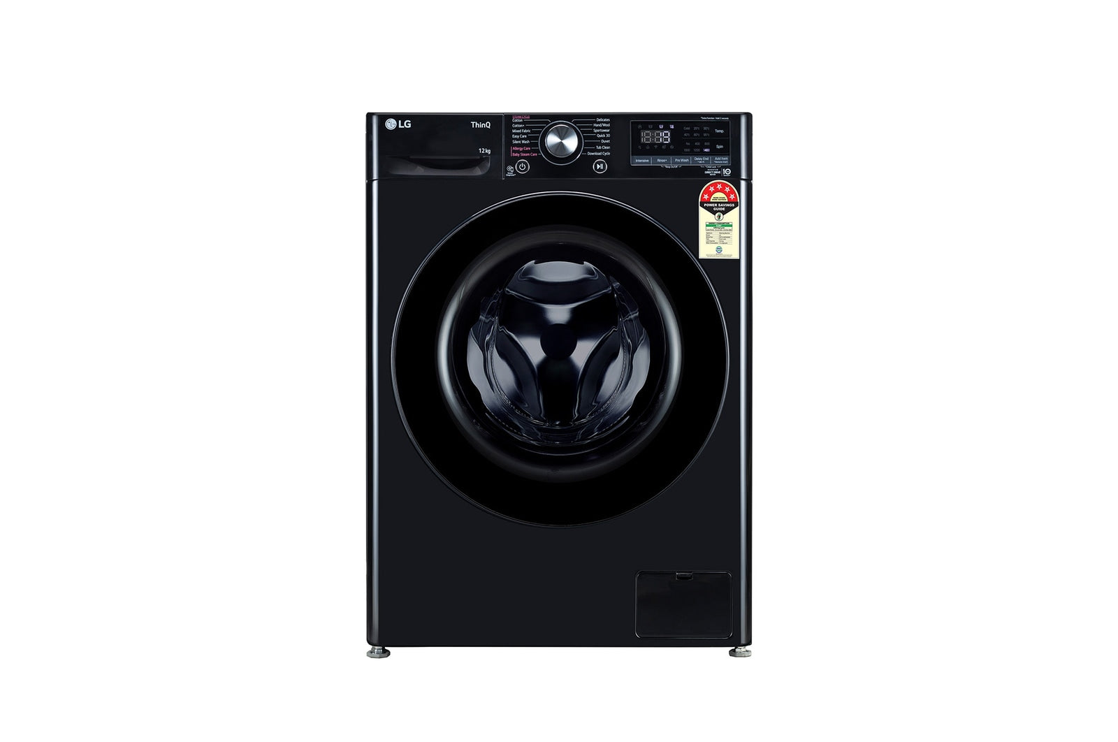 LG 12.0 kg 5 Star AI Direct Drive Front Load Washing Machine with In-Built Heater, Steam, 6 Motion DD, 1400 RPM, Wi-Fi ThinQ, and Allergy Care, Onyx Black,FHP1412Z5O