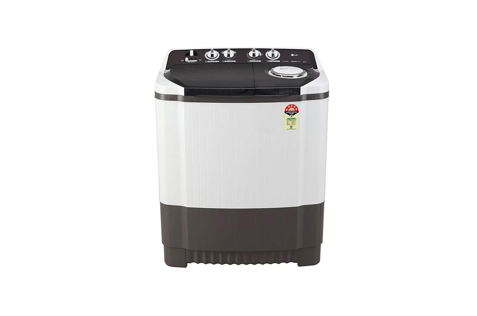 LG 8.5kg 5-Star Semi-Automatic Top Load Washing Machine, Roller Jet Pulsator, Rat Away Technology, Wind Jet Dry, Collar Scrubber, 6.0kg Spin Capacity, Rust Free Plastic Base, 4 Unidirectional Wheels (P8525SGAZ.ADGQEIL, Dark Grey)