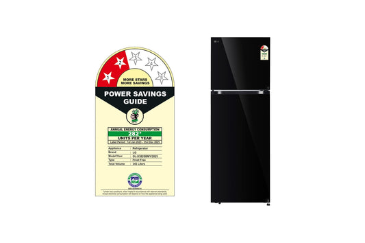 LG 343L 2 Star Smart Inverter Compressor Top Mount Refrigerator with LINEAR Cooling, Black Glass Finish, Internal LED Display, Express Freeze, Smart Diagnosis,S382SBMY