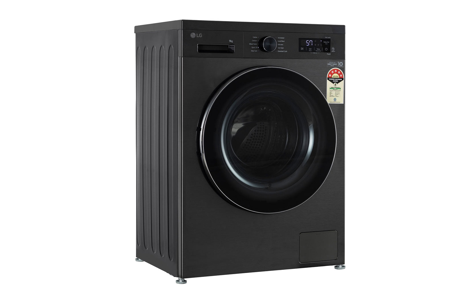LG 9 kg 5 Star Wi-Fi Inverter Fully Automatic Front Load Washing Machine with Steam (FHB1209Z4B, Auto Restart, Platinum Black)