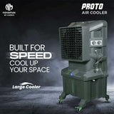 Novamax Proto 75L Desert Air Cooler with Honeycomb Cooling, 5000 CFM Powerful Air Delivery, 90ft Air Throw, High-Speed Fan, Auto Water Refill, Inverter Compatible & Shockproof Body (Grey)
